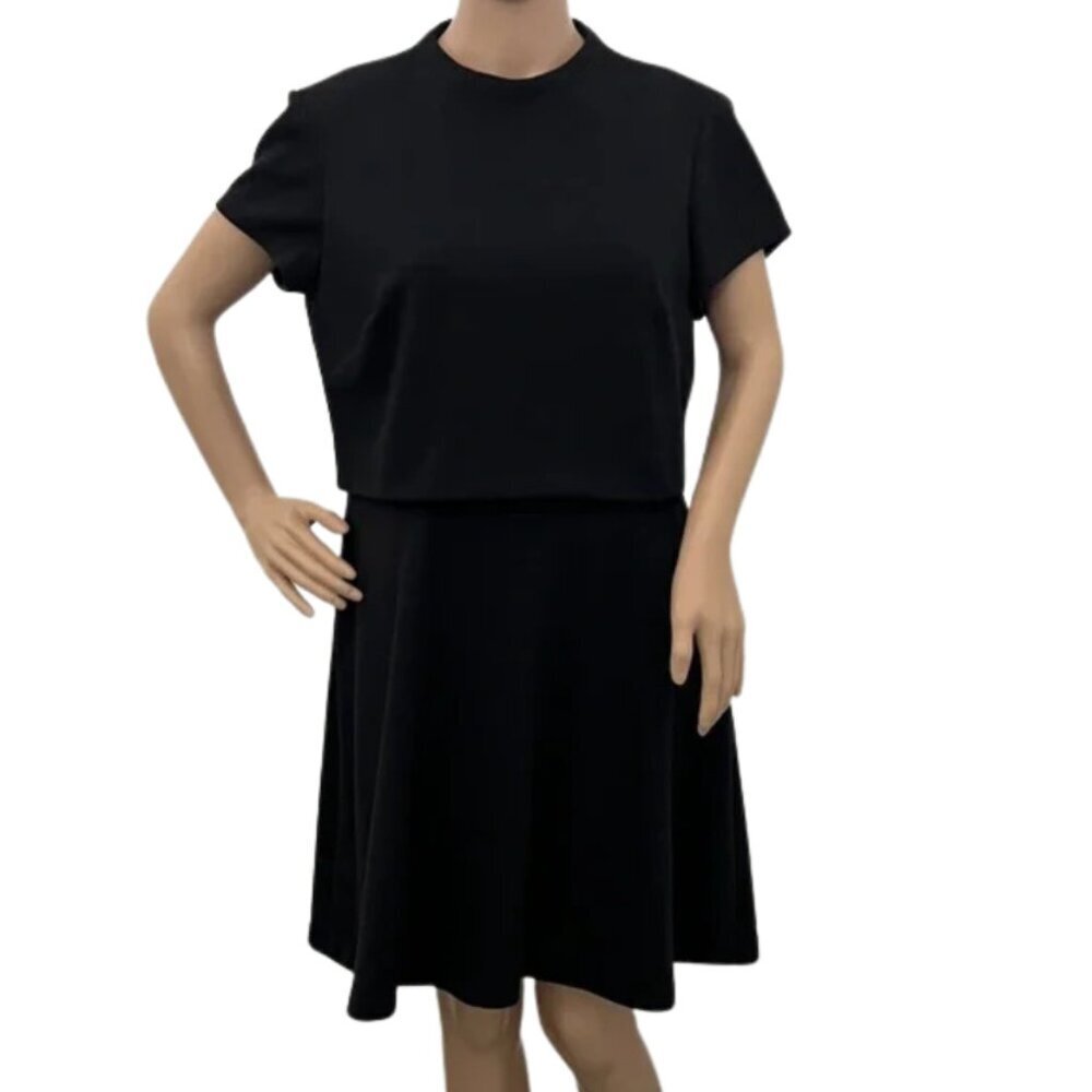 Donna Morgan Black Short Sleeve Midi Cocktail Dress Back Zip - Size 10 - Picture 2 of 11